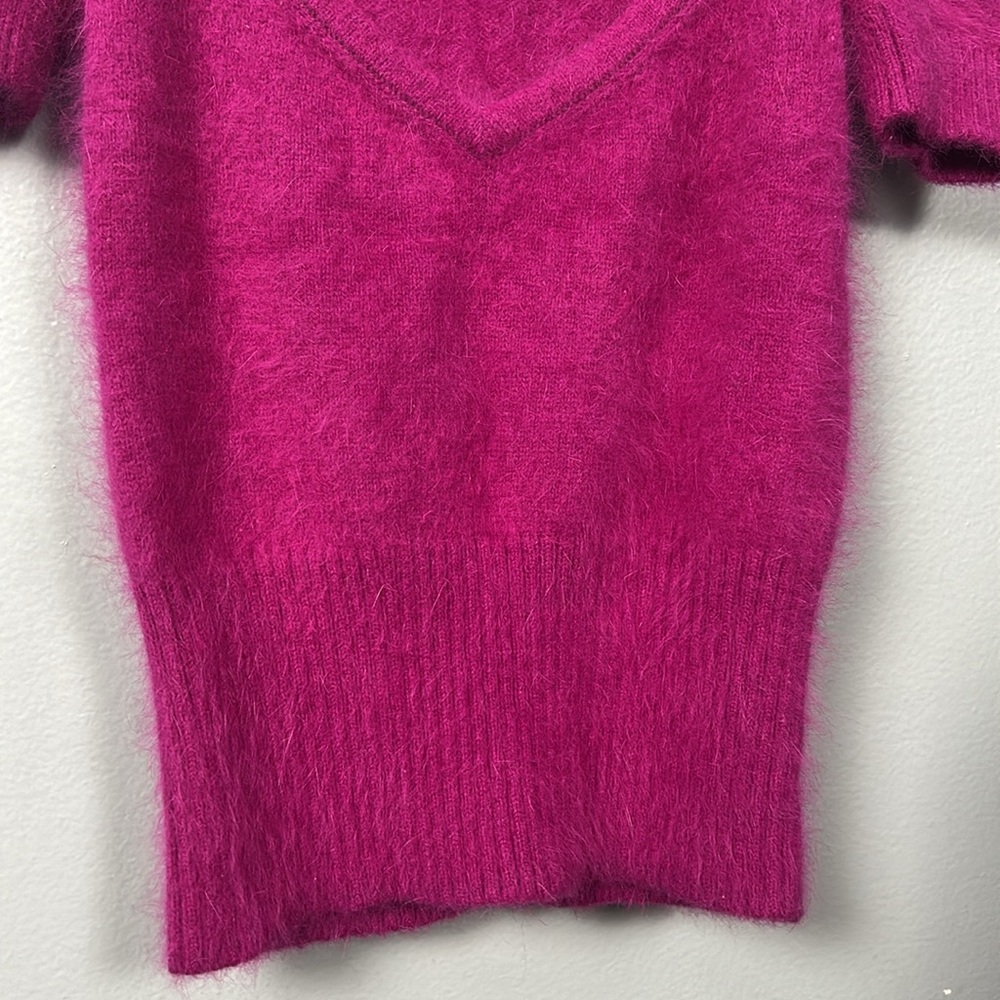 Moda International Angora Blend Sweater Sweat heart neckline size XS puff sleeve - Picture 10 of 11